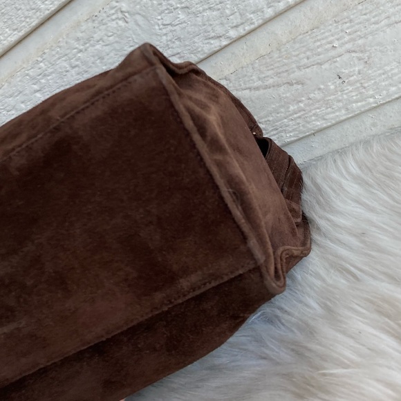 CHANEL Brown Suede Jumbo CC Chain Tote Handbag Vintage Classic - Picture 11 of 16